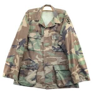 U.S. Army Woodland Camouflage Pattern Combat Coat Size M-Long Cotton Nylon Blend